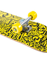 TBF Classic Pattern Complete Double Kick Skateboard (Black/Yellow)