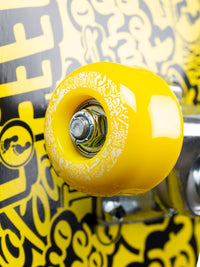 TBF Classic Pattern Complete Double Kick Skateboard (Black/Yellow)