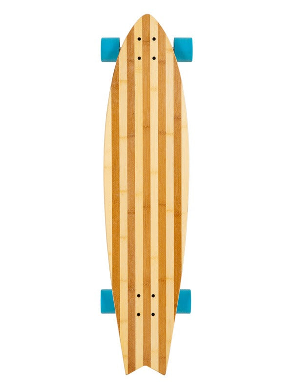 Two Bare Feet "The Deacon" 40in Bamboo Series Longboard Skateboard Complete (Blue Wheels)