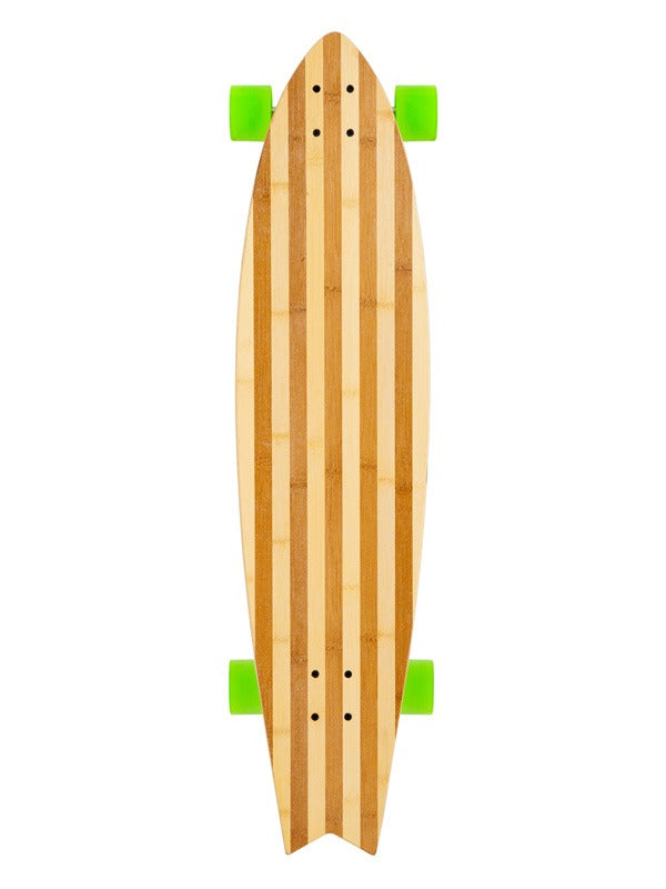 Two Bare Feet "The Deacon" 40in Bamboo Series Longboard Skateboard Complete (Green Wheels)