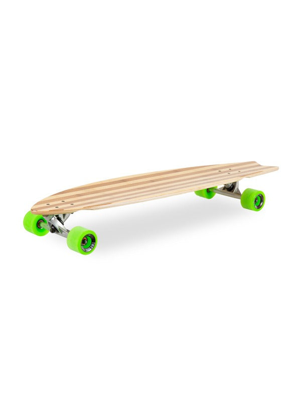 Two Bare Feet "The Deacon" 40in Bamboo Series Longboard Skateboard Complete (Green Wheels)