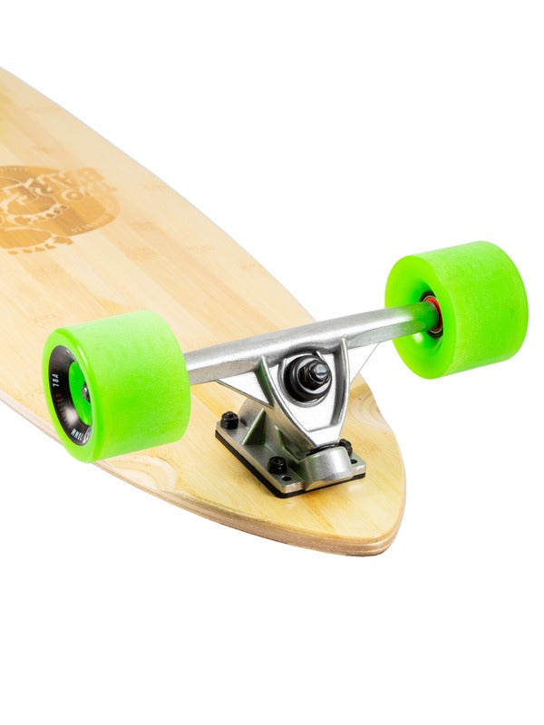 Two Bare Feet "The Deacon" 40in Bamboo Series Longboard Skateboard Complete (Green Wheels)
