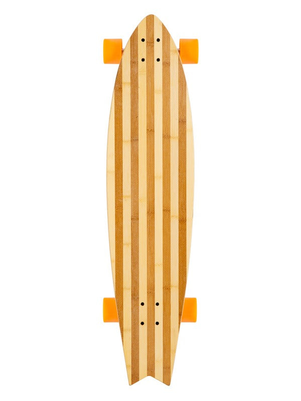 Two Bare Feet "The Deacon" 40in Bamboo Series Longboard Skateboard Complete (Orange Wheels)