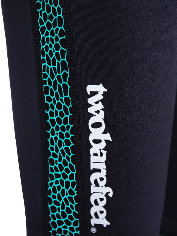 Two Bare Feet Womens Silicone Print Series 2.5mm Neoprene Wetsuit Shorts (Black/Mint)
