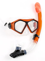 DiveSport Silicone Mask & Dry Top Snorkel 2pc Set (Orange / Clear)
