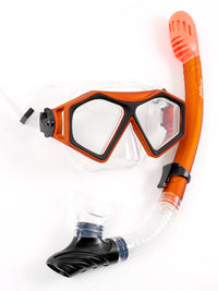 DiveSport Silicone Mask & Dry Top Snorkel 2pc Set (Orange / Clear)