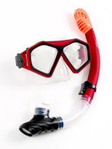 DiveSport Silicone Mask & Dry Top Snorkel 2pc Set (Red / Clear)