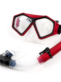 DiveSport Silicone Mask & Dry Top Snorkel 2pc Set (Red / Clear)
