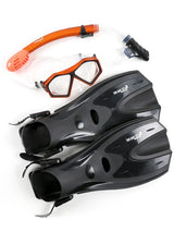 DiveSport Silicone Mask Dry Top Snorkel & F70 Fins 3pc Set (Orange / Clear)