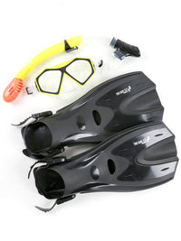 DiveSport Silicone Mask Dry Top Snorkel & F70 Fins 3pc Set (Yellow / Clear)