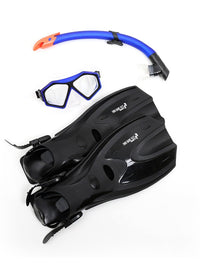 DiveSport Silicone Mask Snorkel & F70 Fins 3pc Set (Blue / Clear)