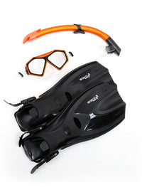 DiveSport Silicone Mask Snorkel & F70 Fins 3pc Set (Orange / Clear)