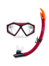 DiveSport Silicone Mask Snorkel & F70 Fins 3pc Set (Red / Clear)