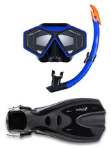 DiveSport Silicone Mask Snorkel & F70 Fins 3pc Set (Blue / Black)