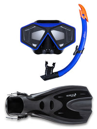 DiveSport Silicone Mask Snorkel & F70 Fins 3pc Set (Blue / Black)