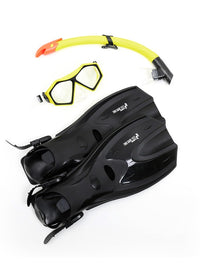 DiveSport Silicone Mask Snorkel & F70 Fins 3pc Set (Yellow / Clear)