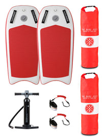 Two Bare Feet Boarding Co. 44" Inflatable Bodyboard Double Pack (Red)