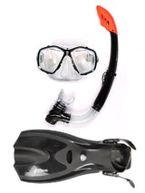 Two Bare Feet Adult PVC Mask, Snorkel & F70 Fins 3 Piece Set (Black)