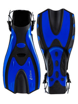 Two Bare Feet Adult Silicone Mask, Dry Top Snorkel & F70 Fins 3 Piece Set 2 (Blue)