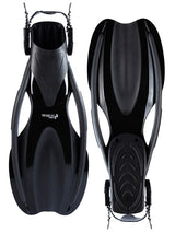 Two Bare Feet Adult Silicone Mask, Snorkel & F75 Fins 3 Piece Diving Set 3 (Black)
