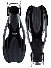 Two Bare Feet Adult Silicone Mask, Snorkel & F75 Fins Piece Diving Set 2 (Black)