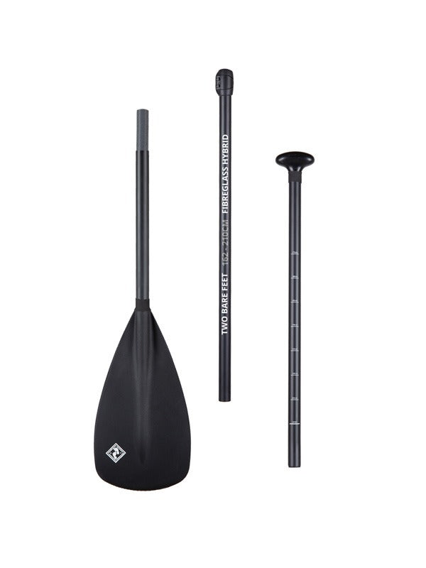 Two Bare Feet 3 Piece Fibreglass Hybrid SUP Paddle (Black)