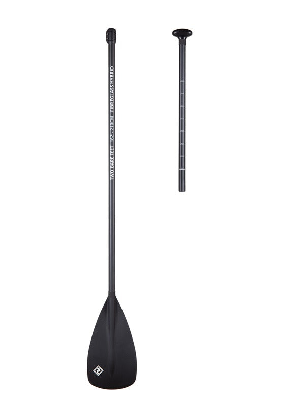 Two Bare Feet 2 Piece Fibreglass Hybrid SUP Paddle (Black)
