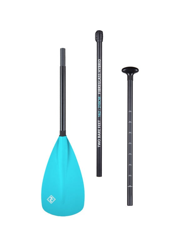 Two Bare Feet 3 Piece Fibreglass Hybrid SUP Paddle (Aqua)