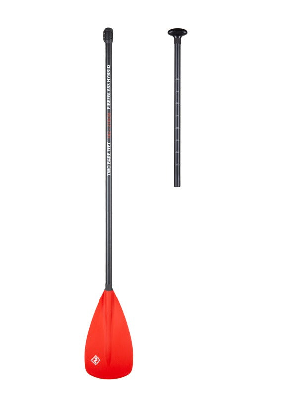 Two Bare Feet 2 Piece Fibreglass Hybrid SUP Paddle (Red)