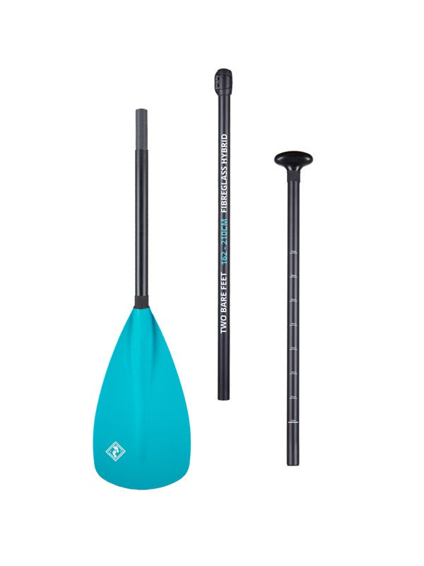 Two Bare Feet 3 Piece Fibreglass Hybrid SUP Paddle (Teal)
