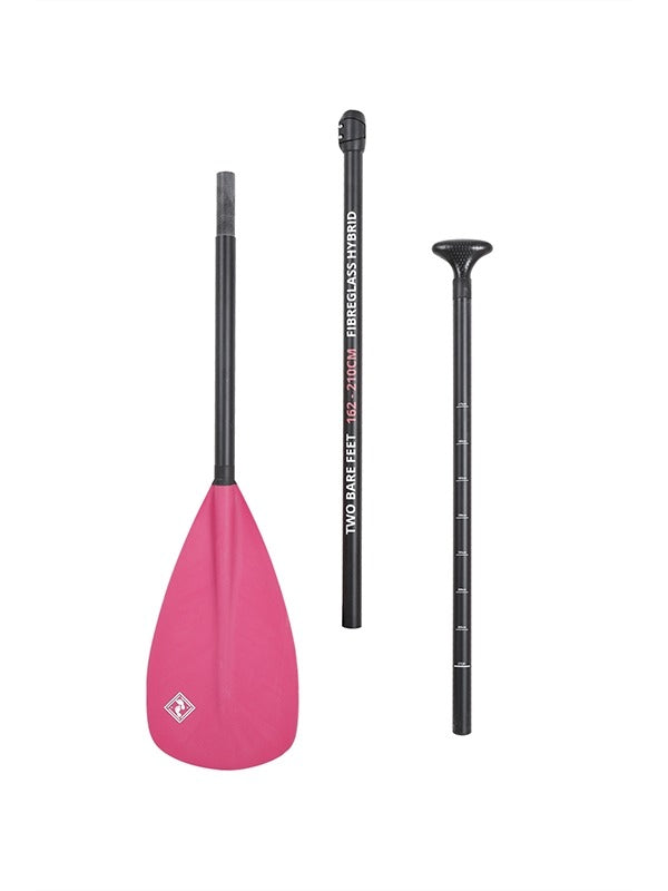 Two Bare Feet 3 Piece Fibreglass Hybrid SUP Paddle (Pink)