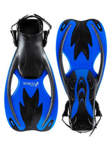 Childrens Silicone Mask Dry Top Snorkel Fins 3Pc Diving Set (Blue)