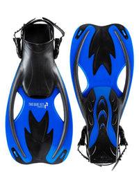 Childrens Silicone Mask Dry Top Snorkel Fins 3Pc Diving Set (Blue)