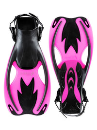 Childrens Silicone Mask Dry Top Snorkel Fins 3Pc Diving Set (Pink)