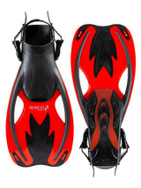 Childrens Silicone Mask Dry Top Snorkel Fins 3Pc Diving Set (Red)