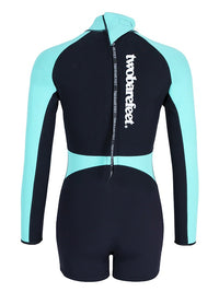 Two Bare Feet Flare 2mm Superstretch Neoprene Womens One Piece (Black/Mint)