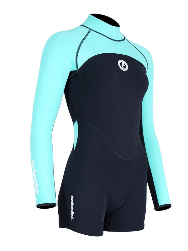 Two Bare Feet Flare 2mm Superstretch Neoprene Womens One Piece (Black/Mint)