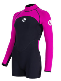 Two Bare Feet Flare 2mm Superstretch Neoprene Womens One Piece (Black/Raspberry)