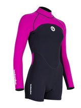 Two Bare Feet Flare 2mm Superstretch Neoprene Womens One Piece (Black/Raspberry)