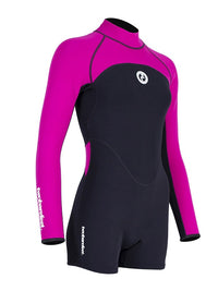 Two Bare Feet Flare 2mm Superstretch Neoprene Womens One Piece (Black/Raspberry)
