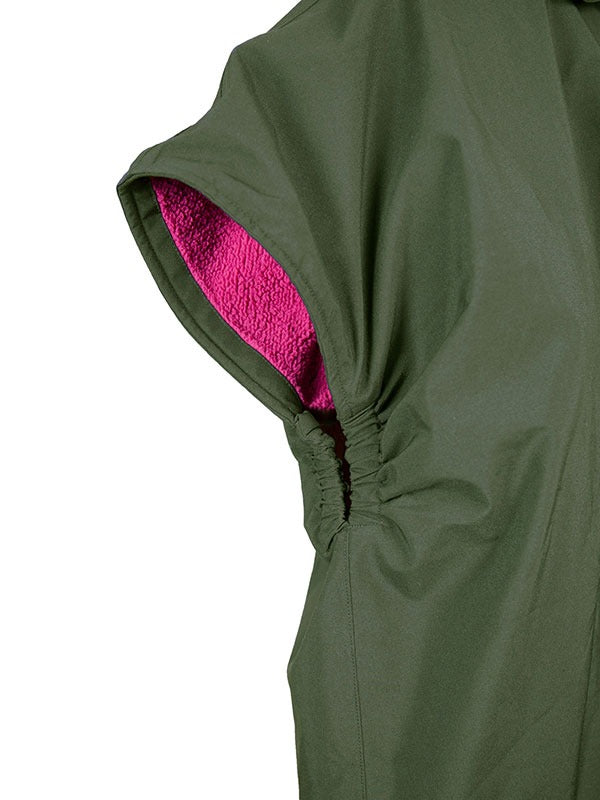 Waterproof Hooded Sleeveless Poncho Changing Robe (Forest/Raspberry)