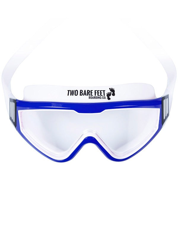 Two Bare Feet Adult Single Lens Swim Goggles (White/Blue)
