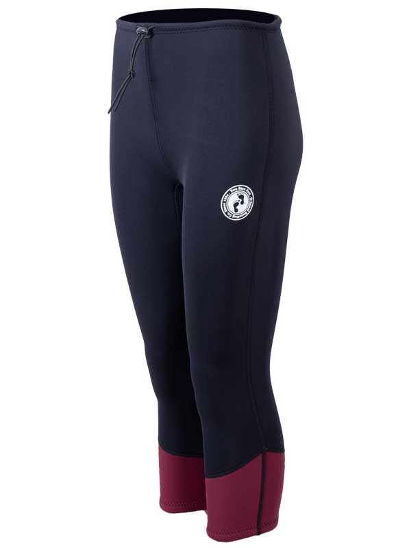 Two Bare Feet Womens Harmony 3mm Capri Wetsuit Pants (Black / Burgundy)