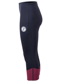 Two Bare Feet Womens Harmony 3mm Capri Wetsuit Pants (Black / Burgundy)