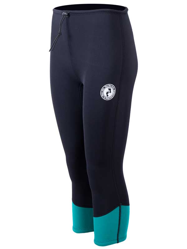 Two Bare Feet Womens Harmony 3mm Capri Wetsuit Pants (Black / Teal)