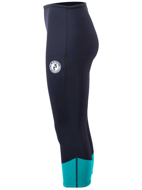 Two Bare Feet Womens Harmony 3mm Capri Wetsuit Pants (Black / Teal)