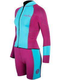Two Bare Feet Harmony 3mm Jacket & Shorts Set (Aqua/Raspberry)