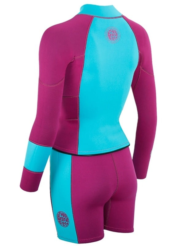 Two Bare Feet Harmony 3mm Jacket & Shorts Set (Aqua/Raspberry)