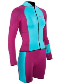 Two Bare Feet Harmony 3mm Jacket & Shorts Set (Aqua/Raspberry)