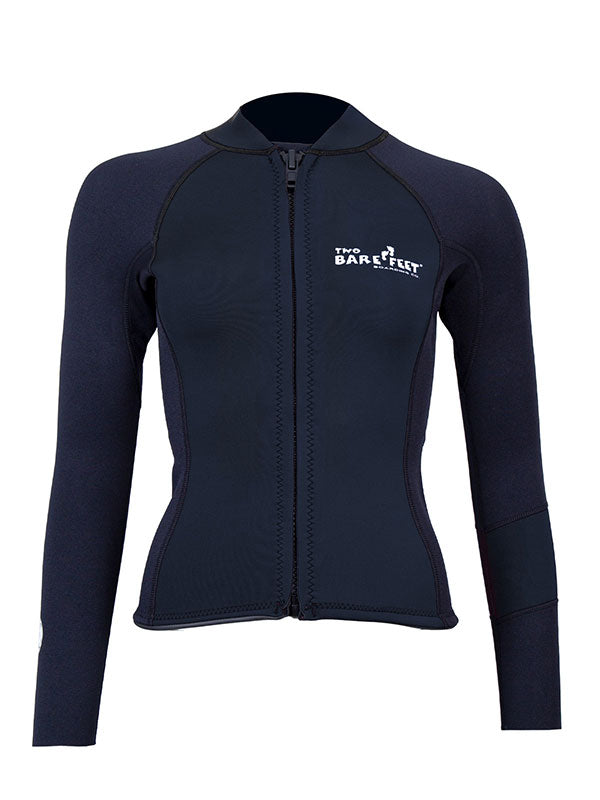Two Bare Feet Womens Harmony 3mm Long Sleeve Wetsuit Jacket (Black)